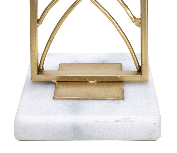 Suport lumanare din metal si marmura Exy Auriu / Alb, Ø10xH35 cm (5)