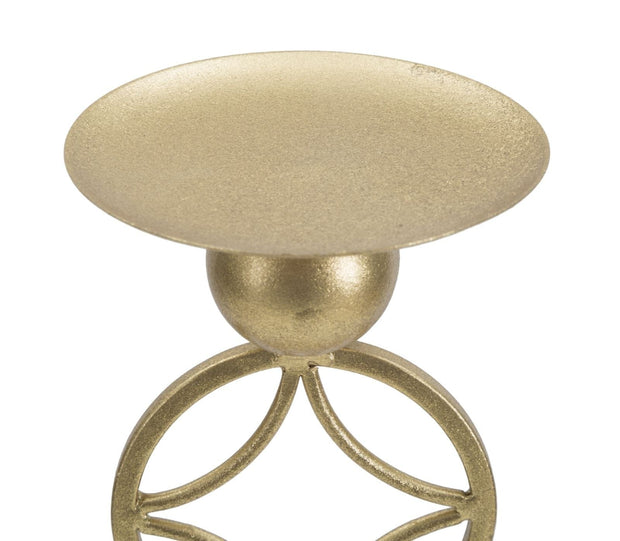 Suport lumanare din metal si marmura, Star Auriu / Alb, L10xl10xH32 cm (2)