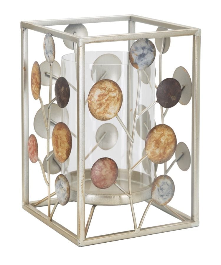 Suport lumanare din metal si sticla, Bixy Multicolor, l14,5xA14,5xH21 cm (1)