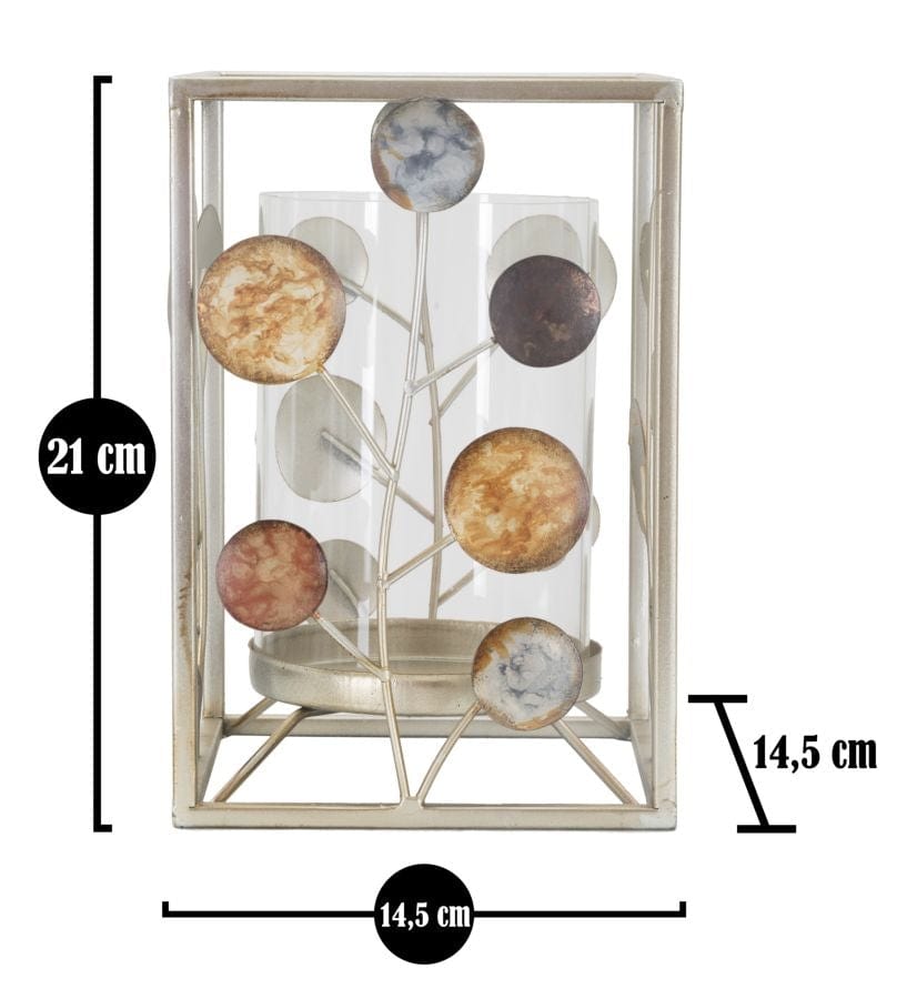 Suport lumanare din metal si sticla, Bixy Multicolor, l14,5xA14,5xH21 cm (5)