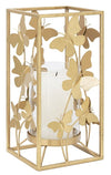Suport lumanare din metal si sticla Butterfly Glam Auriu, l14xA14xH29 cm