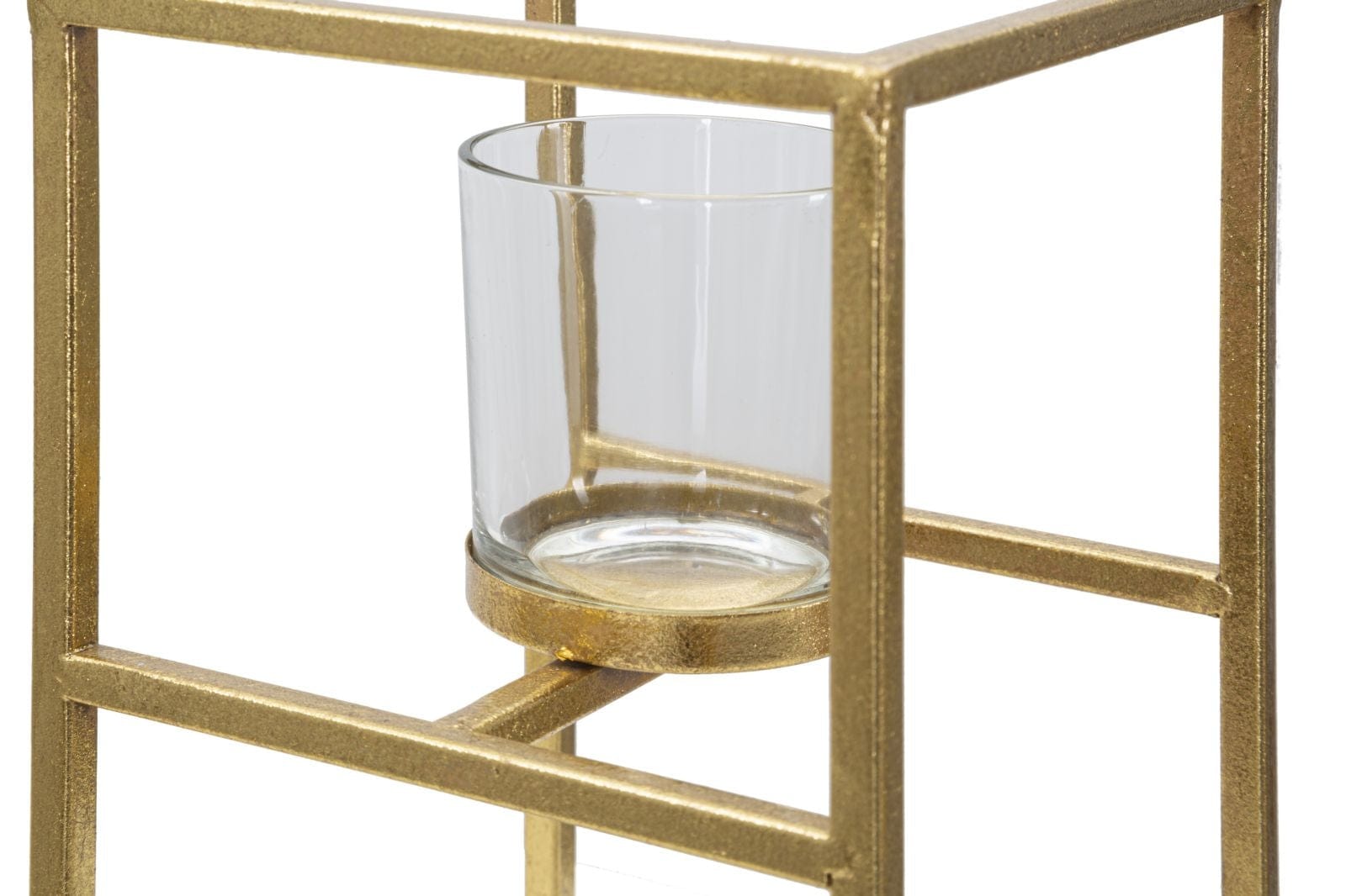 Suport lumanare din metal si sticla, Elegant Glam Small Auriu, L15xl15xH25 cm (2)
