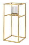Suport lumanare din metal si sticla, Elegant Glam Tall Auriu, L15xl15xH35 cm (1)