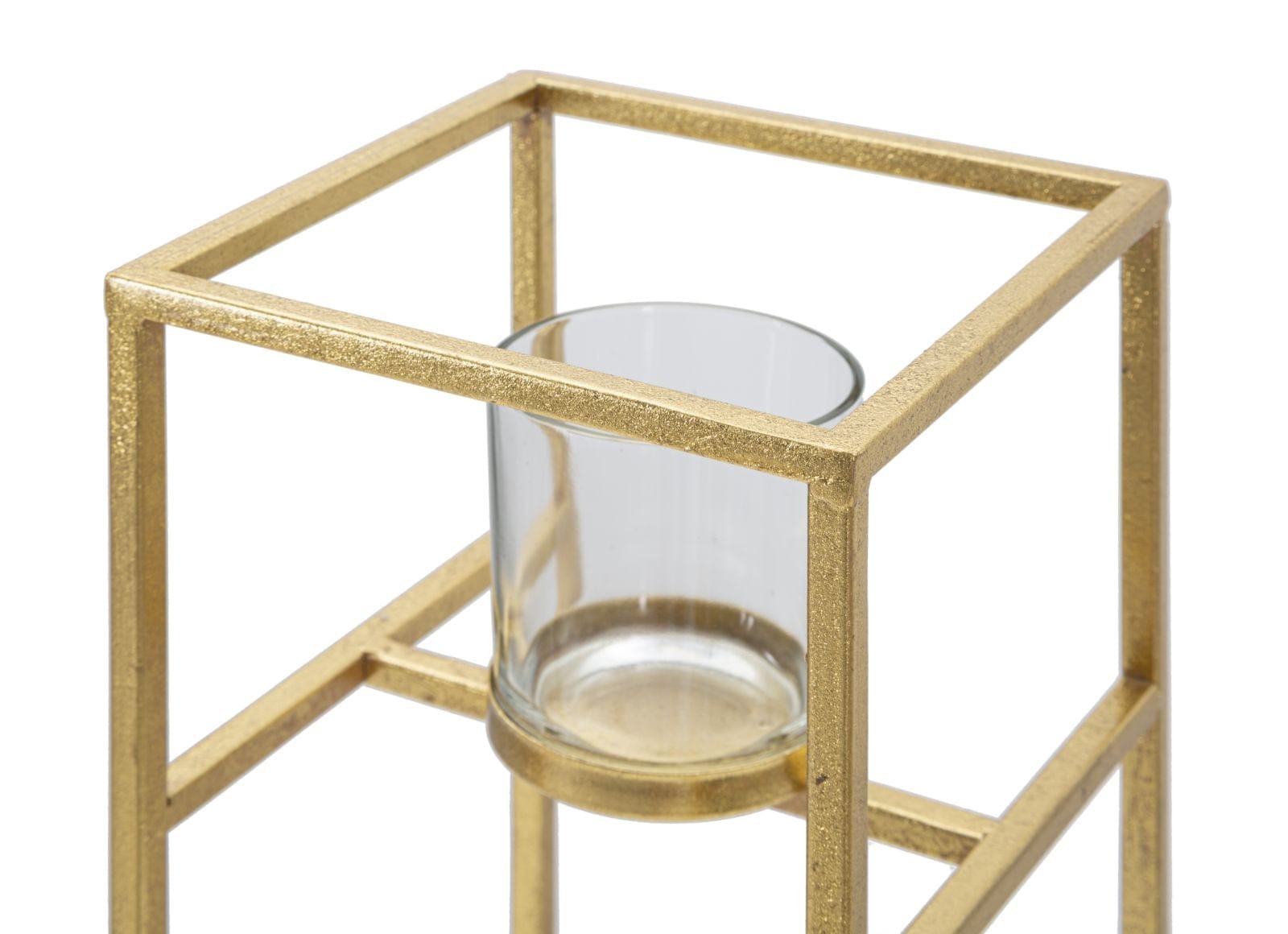 Suport lumanare din metal si sticla, Elegant Glam Tall Auriu, L15xl15xH35 cm (3)
