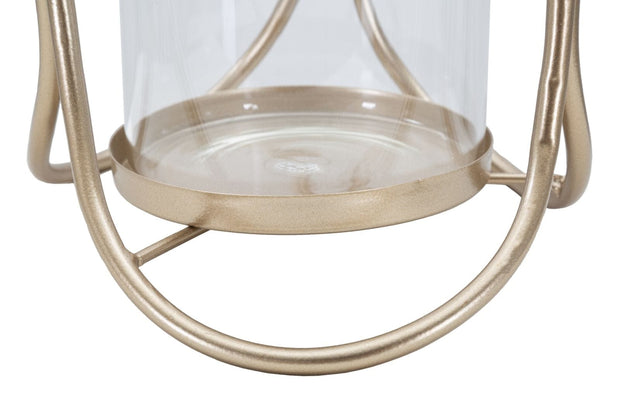 Suport lumanare din metal si sticla, Glox A Auriu Antichizat, Ø16xH21,5 cm (4)