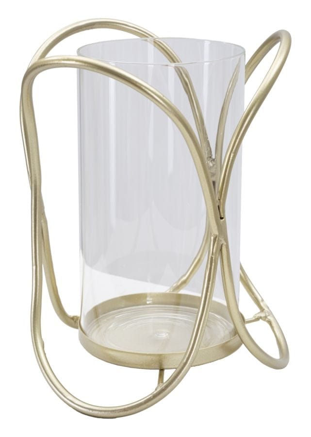 Suport lumanare din metal si sticla, Glox B Auriu, Ø16xH21,5 cm (2)