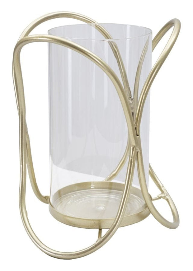 Suport lumanare din metal si sticla, Glox B Auriu, Ø16xH21,5 cm (2)