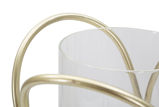 Suport lumanare din metal si sticla, Glox B Auriu, Ø16xH21,5 cm (3)