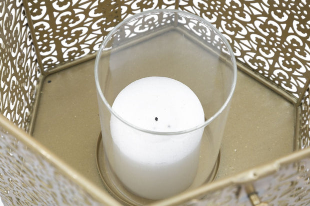 Suport lumanare din metal si sticla, Goldy Tall Auriu, l25xA21xH33 cm (7)