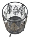 Suport lumanare din metal si sticla, Iron Leaf Negru / Aramiu, Ø15xH24 cm (2)