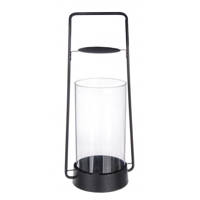 Suport lumanare din sticla si metal Zaira Negru, l21xA17xH49,5 cm