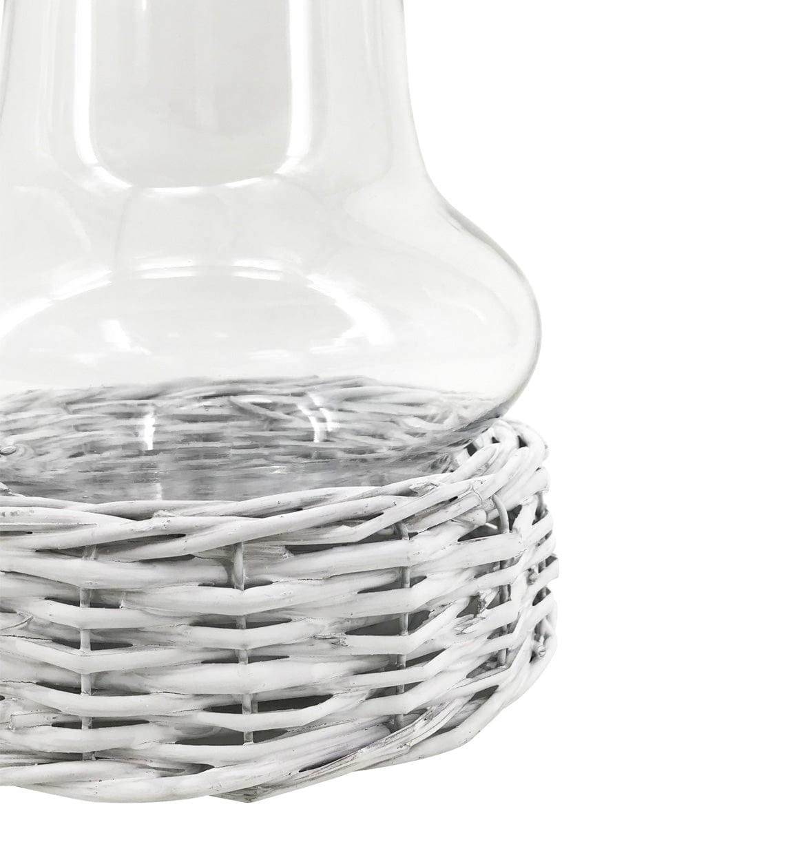 Suport lumanare din sticla si rachita, Smith Large Transparent / Alb, Ø25xH32 cm (3)