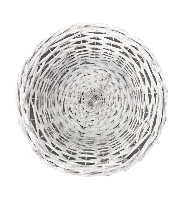 Suport lumanare din sticla si rachita, Smith Large Transparent / Alb, Ø25xH32 cm (4)