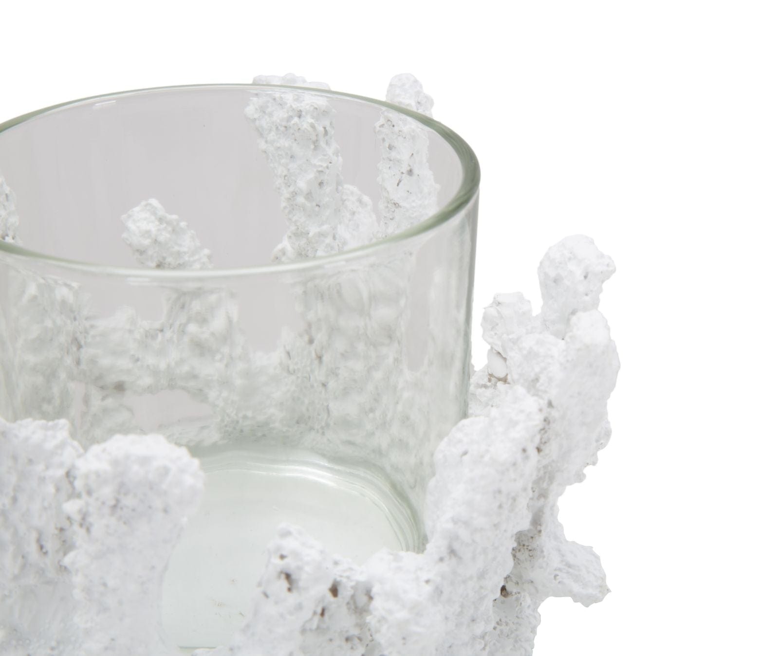 Suport lumanare din sticla si rasina Corallo Alb, Ø12,5xH9 cm (3)