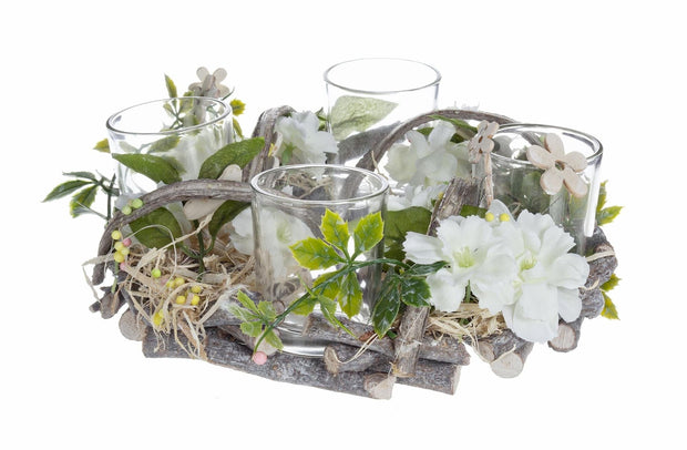 Suport lumanari din sticla Amalia 4 Multicolor, Ø22xH12 cm