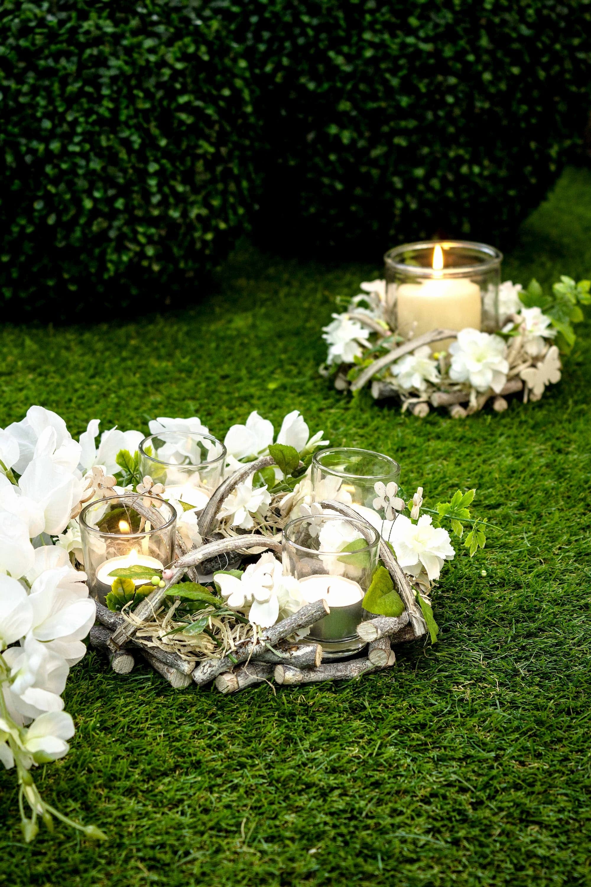 Suport lumanari din sticla Amalia 4 Multicolor, Ø22xH12 cm (1)