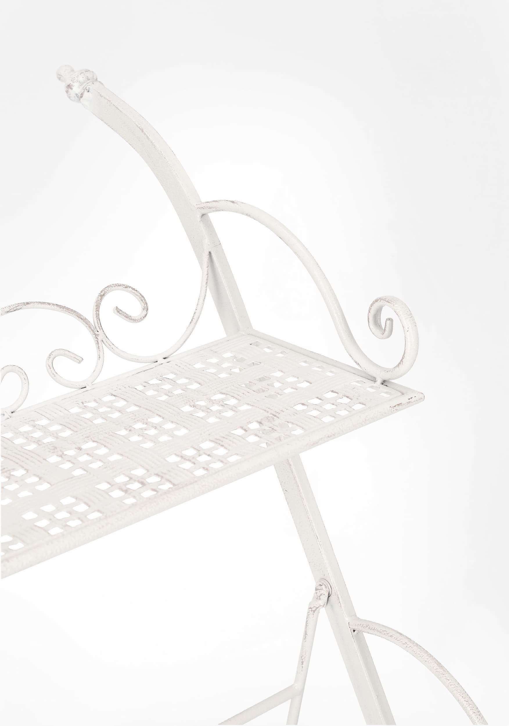 Suport pentru ghivece, din metal, Emily Rectangle 3SH Alb Antichizat, L54xl34xH78 cm (3)