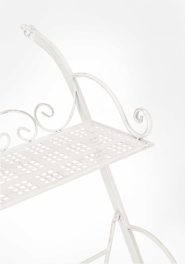 Suport pentru ghivece, din metal, Emily Rectangle 3SH Alb Antichizat, L54xl34xH78 cm (3)