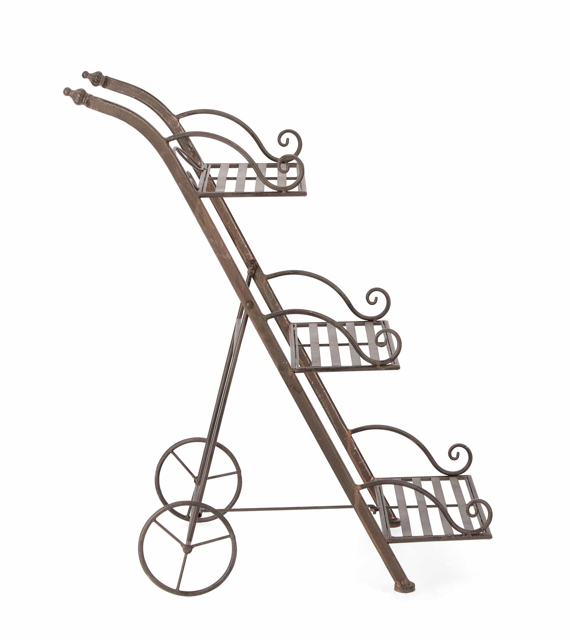 Suport pentru ghivece, din metal, Melanie Rectangle 3SH Maro Antichizat, L54xl34xH78 cm (1)