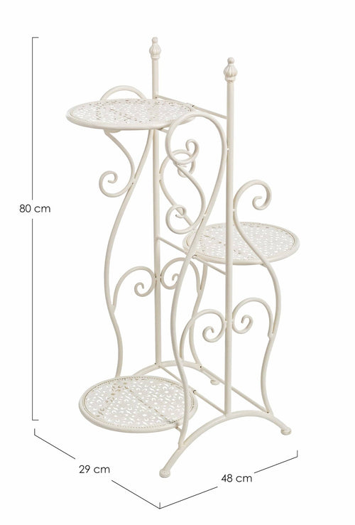 Suport pliabil pentru 3 ghivece, din metal, Giselle 3P Crem, L48xl29xH80 cm