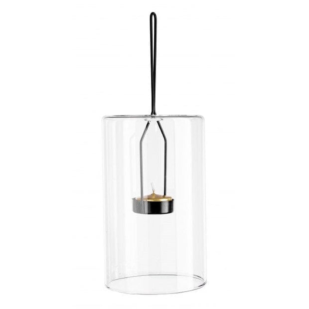 Suport suspendabil pentru lumanare, din sticla si metal Metric 3 Transparent / Negru, Ø10xH16,4 cm