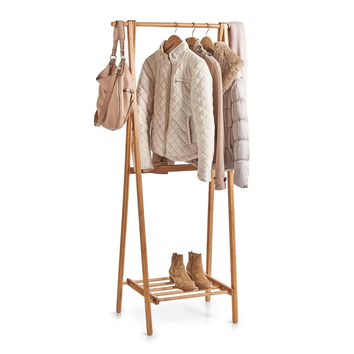 Suport umerase si incaltaminte, Rack Bamboo Natural, l73,5xA44,5xH159 cm (1)