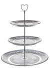 Suport din sticla si metal pentru prajituri, pe 3 nivele Cake Argintiu, Ø29 / Ø20 / Ø18 cm