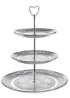 Suport din sticla si metal pentru prajituri, pe 3 nivele Cake Argintiu, Ø29 / Ø20 / Ø18 cm