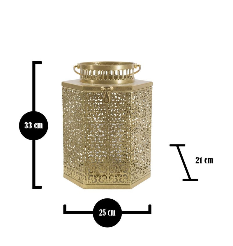 Suport lumanare din metal si sticla, Goldy Tall Auriu, l25xA21xH33 cm (8)