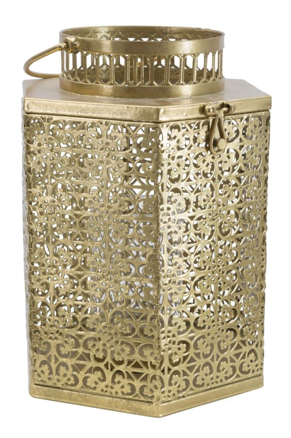 Suport lumanare din metal si sticla, Goldy Tall Auriu, l25xA21xH33 cm (2)