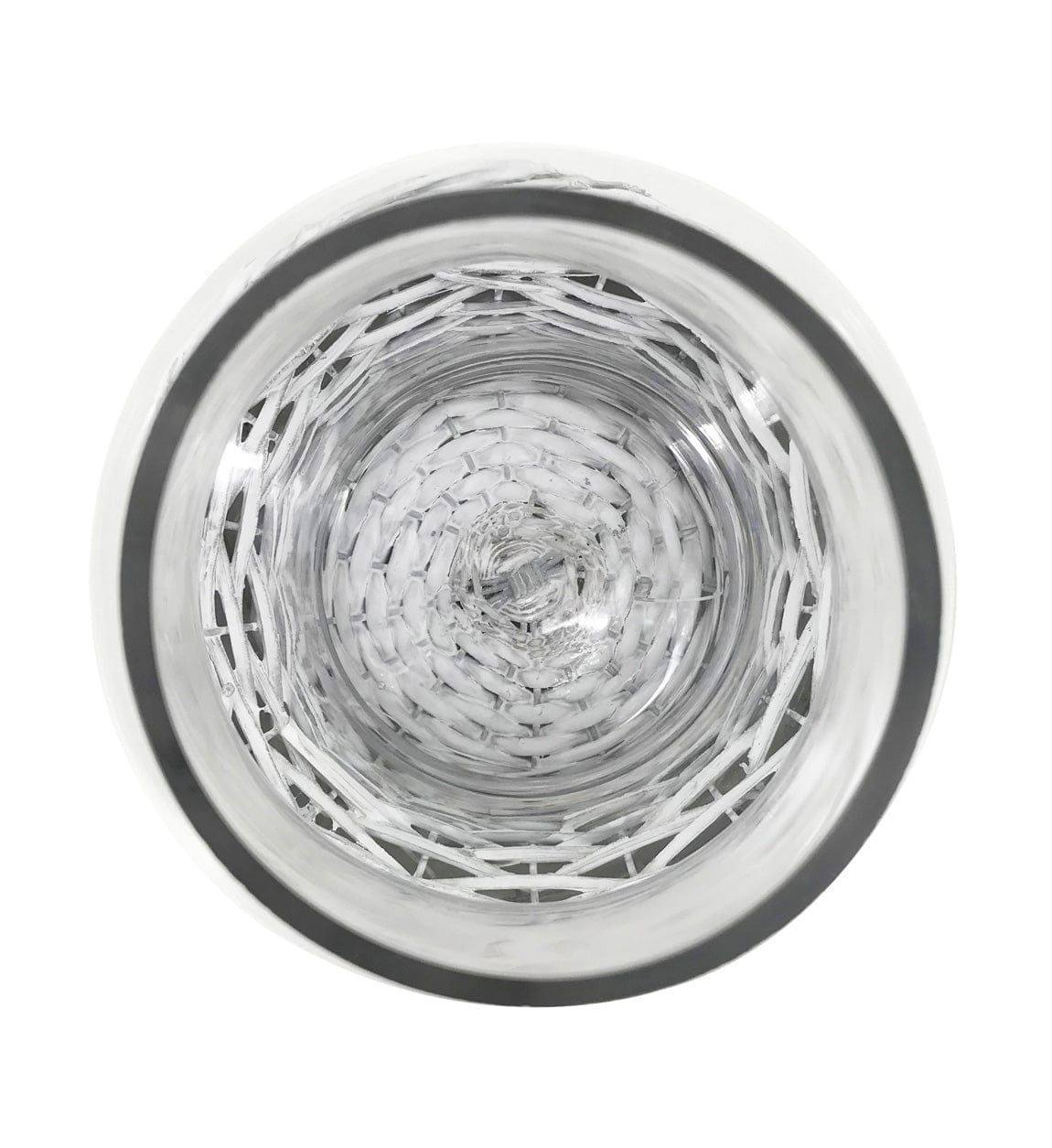 Suport lumanare din sticla si rachita, Smith Large Transparent / Alb, Ø25xH32 cm (5)