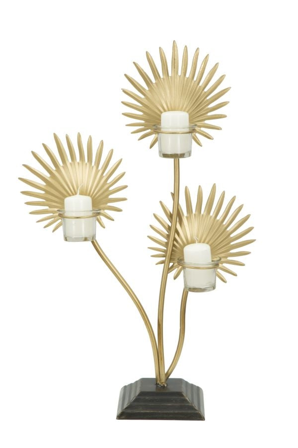 Suport metalic pentru lumanari Flower Auriu, l35,6xA12,5xH55 cm (1)