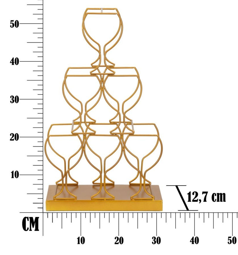Suport metalic pentru sticle Rack 6 Auriu, l31xA12,7xH53 cm (9)