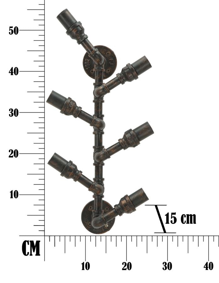 Suport metalic suspendat pentru sticle Manhattan 6 Negru / Cupru, l27xA15xH60 cm (10)