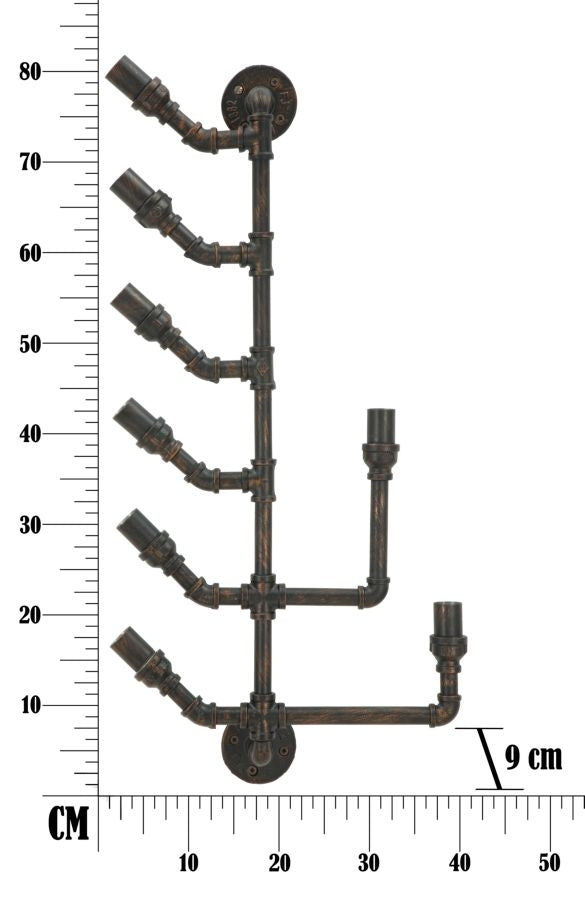 Suport metalic suspendat pentru sticle Manhattan 8 Negru / Cupru, l40xA15xH85 cm (11)