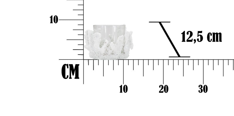 Suport lumanare din sticla si rasina Corallo Alb, Ø12,5xH9 cm (7)