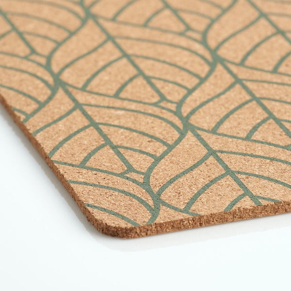 Suport vesela din pluta, Graphic Leave Natural / Verde Mint, L40xl30 cm (1)