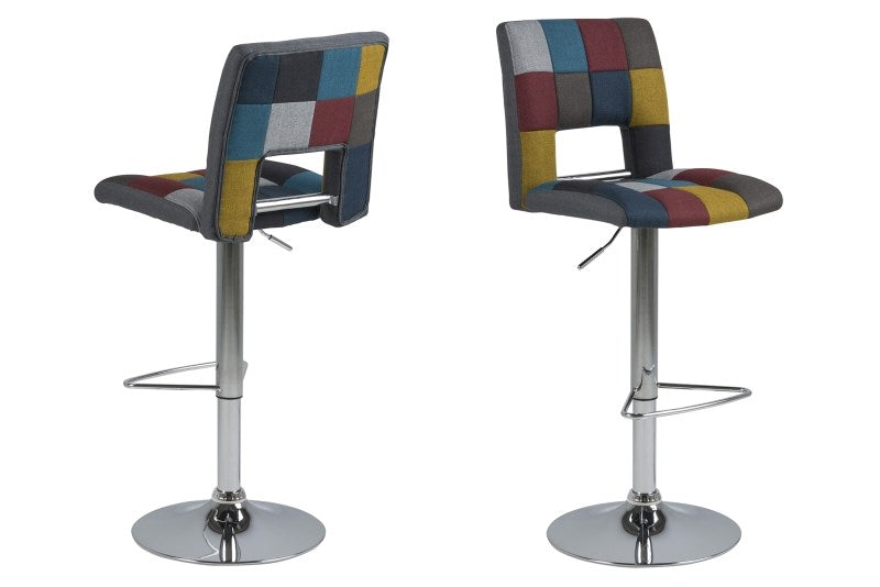 Set 2 scaune de bar tapitate cu stofa si picior metalic Sylvia Multicolor / Crom, l41,5xA52xH115 cm (1)