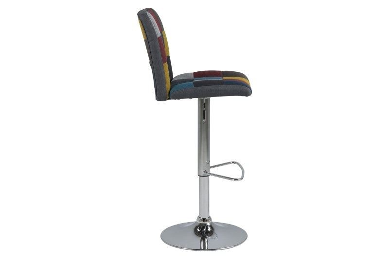 Set 2 scaune de bar tapitate cu stofa si picior metalic Sylvia Multicolor / Crom, l41,5xA52xH115 cm (2)