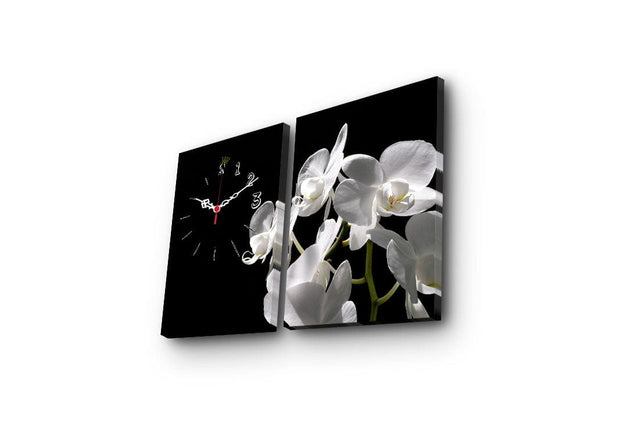 Asir Tablou 2 piese, Canvas Flower Clock 2P3040CSMOR-2 Multicolor, 64 x 40 cm