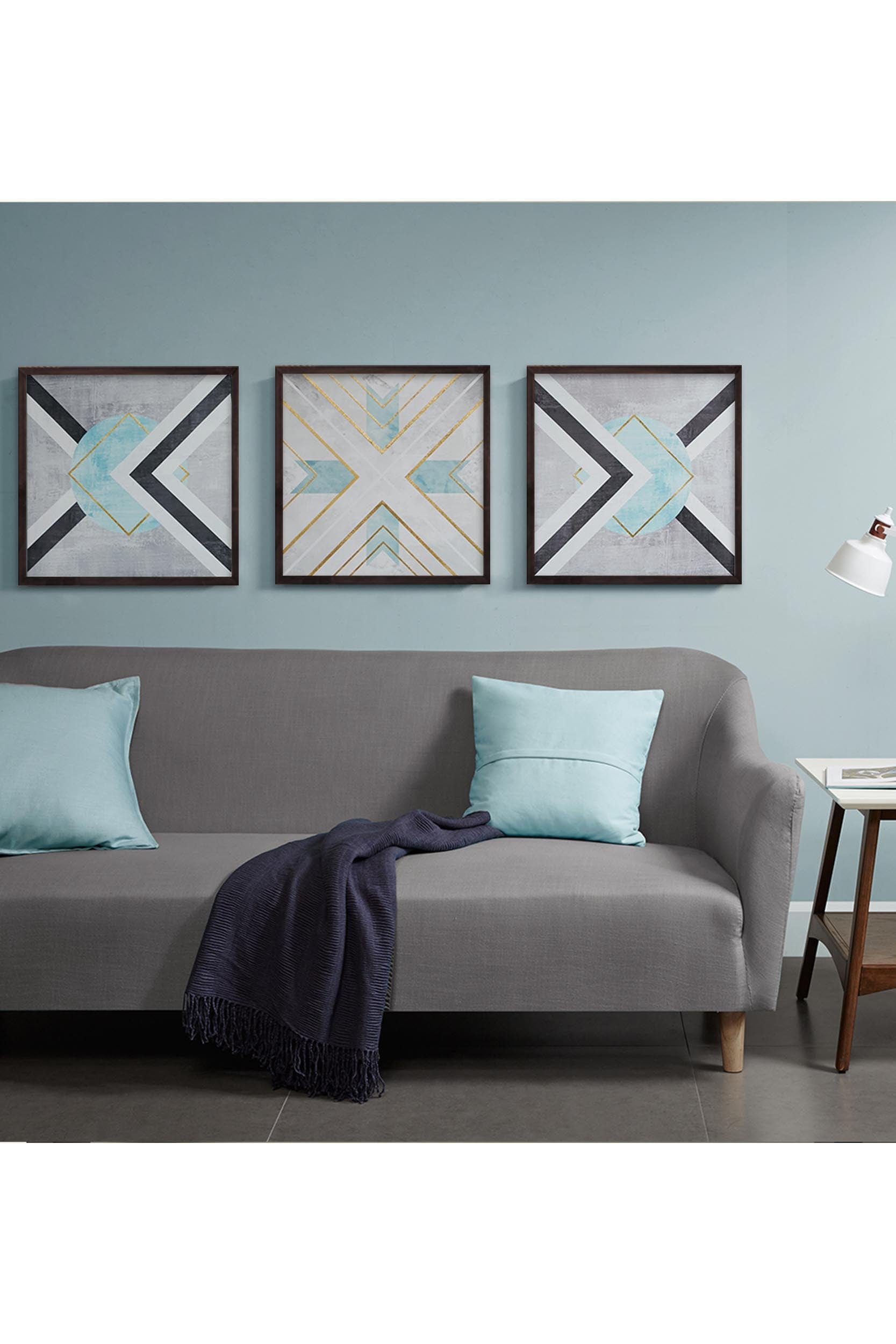 Tablou 3 piese Abstract 156 Multicolor, 90 x 30 cm