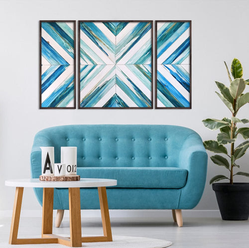 Tablou 3 piese Abstract 159 Multicolor, 120 x 70 cm