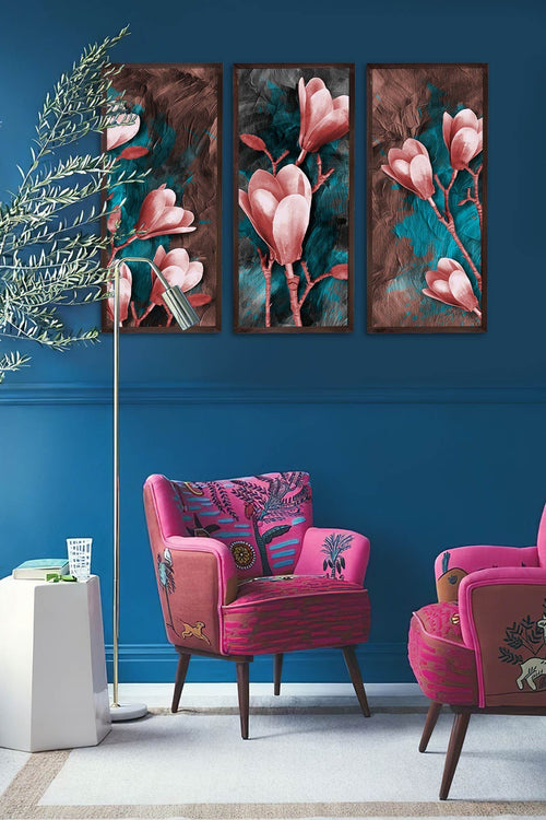 Tablou 3 piese Abstract 161 Multicolor, 90 x 70 cm