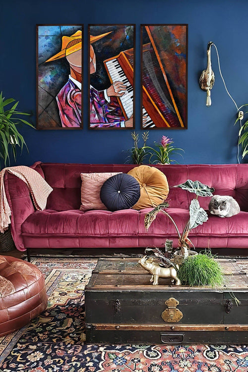 Tablou 3 piese Abstract 162 Multicolor, 90 x 70 cm