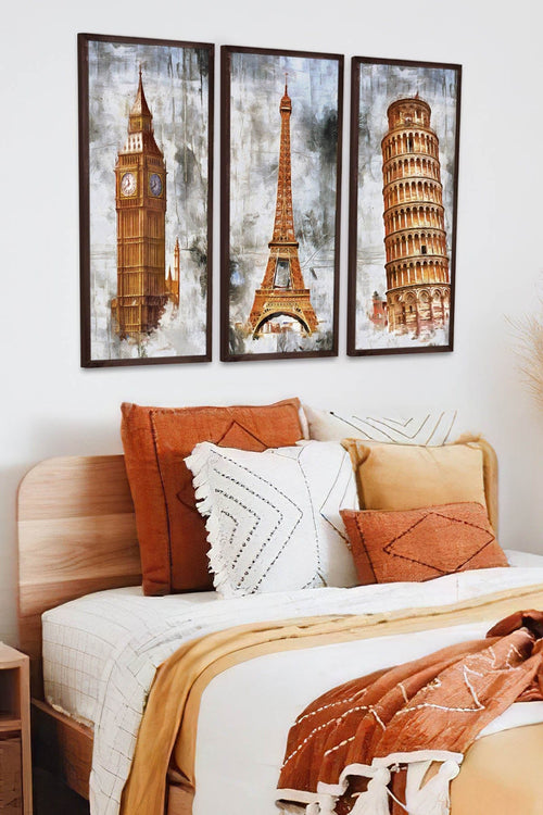 Tablou 3 piese Abstract 163 Multicolor, 90 x 70 cm