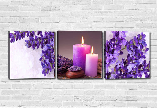 Tablou 3 piese Canvas Candle Multicolor, 90 x 30 cm