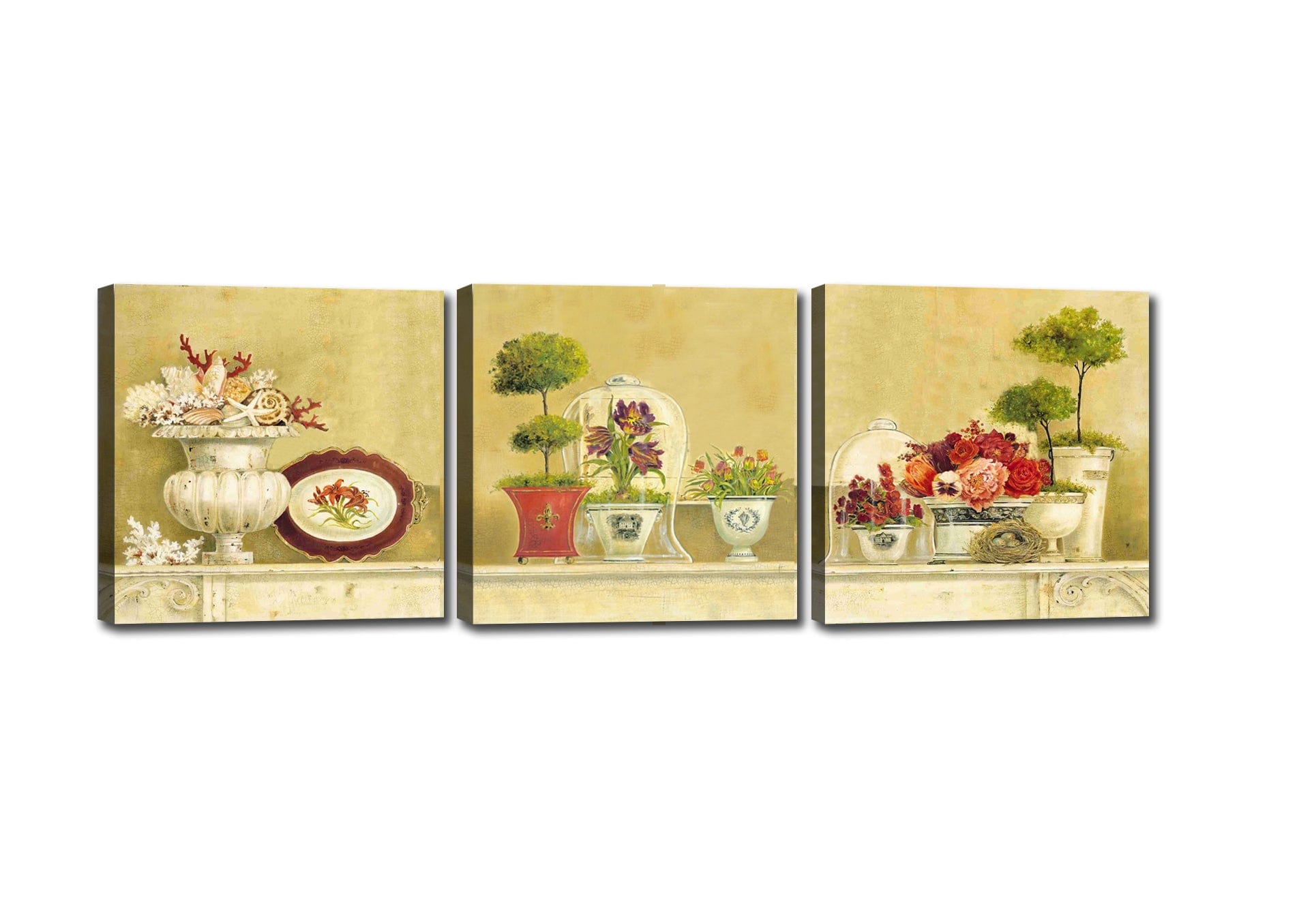 Tablou 3 piese Canvas Romance Multicolor, 90 x 30 cm