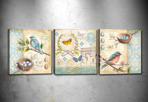 Oyo Tablou 3 piese Canvas Spring Spirit Multicolor, 90 x 30 cm