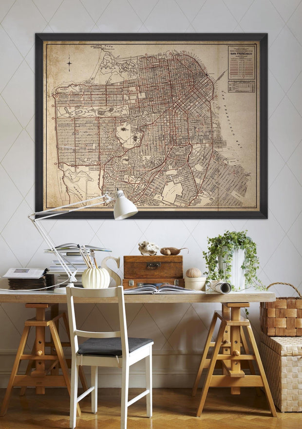 Tablou Framed Art San Francisco Transportation Map (1)