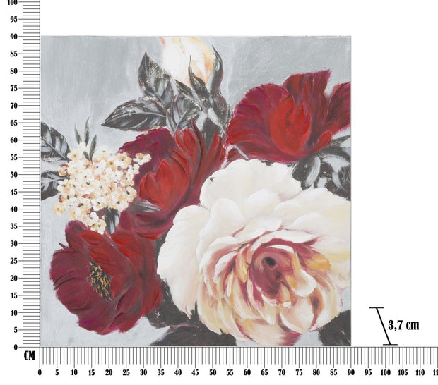 Tablou pictat manual, Lovely Flowers Multicolor, 90 x 90 cm (5)